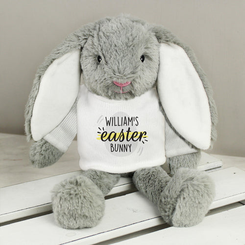 Personalised Easter Bunny Rabbit Soft Toy with Easter Egg T-Shirt - New Design