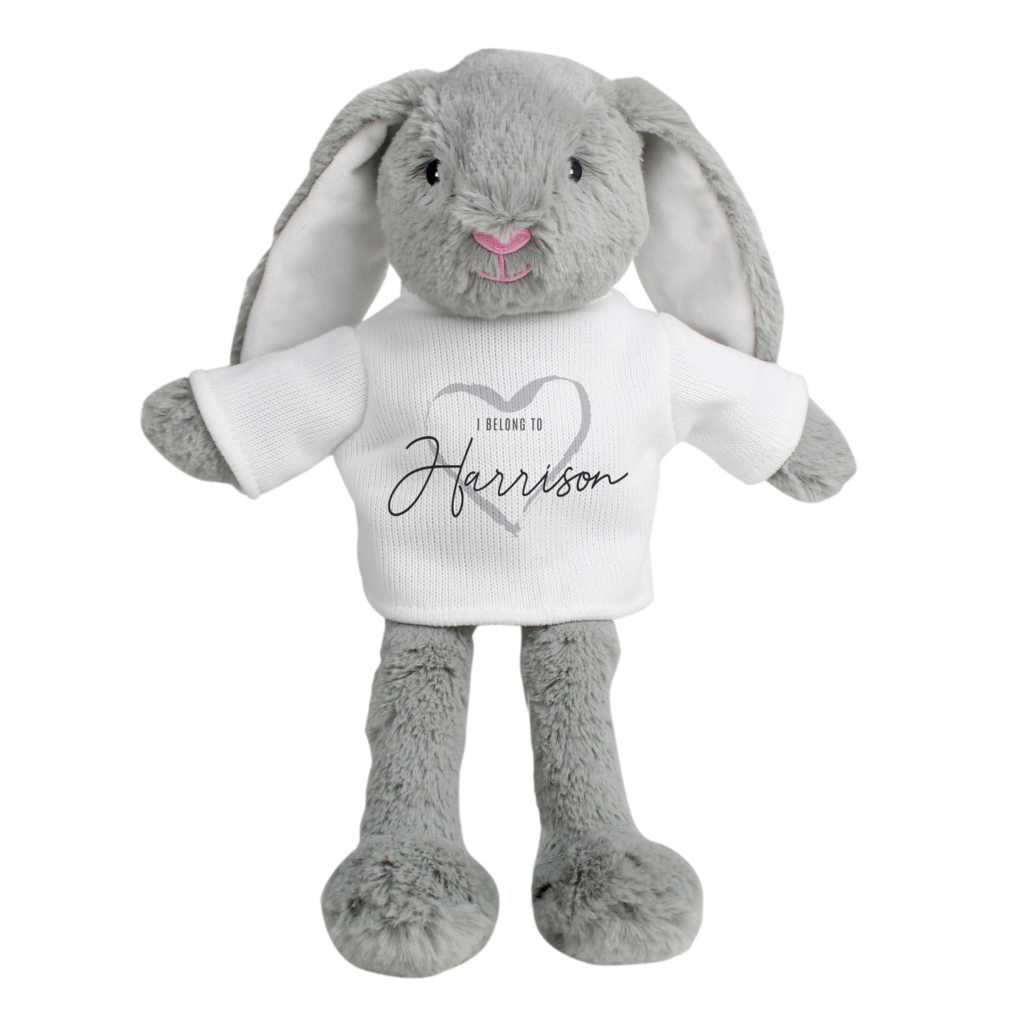 Personalised Bunny Rabbit Soft Toy with 'I Belong to' T-Shirt - New Design