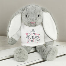 Personalised Bunny Rabbit Soft Toy with 'Some Bunny Loves You' T-Shirt - New Design