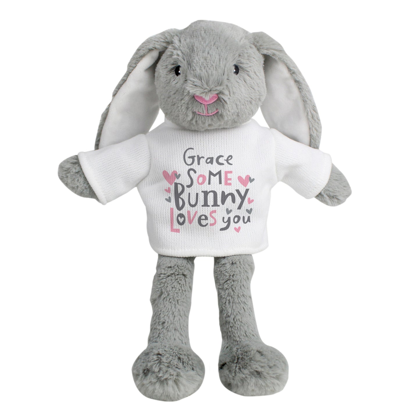 Personalised Bunny Rabbit Soft Toy with 'Some Bunny Loves You' T-Shirt - New Design