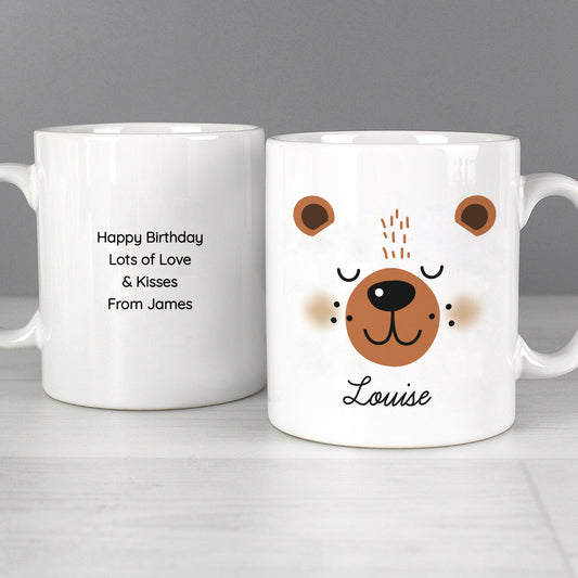 Personalised Cute Bear Face Mug - Updated Design