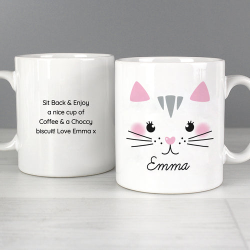 Personalised Cute Cat Face Mug - Updated Design