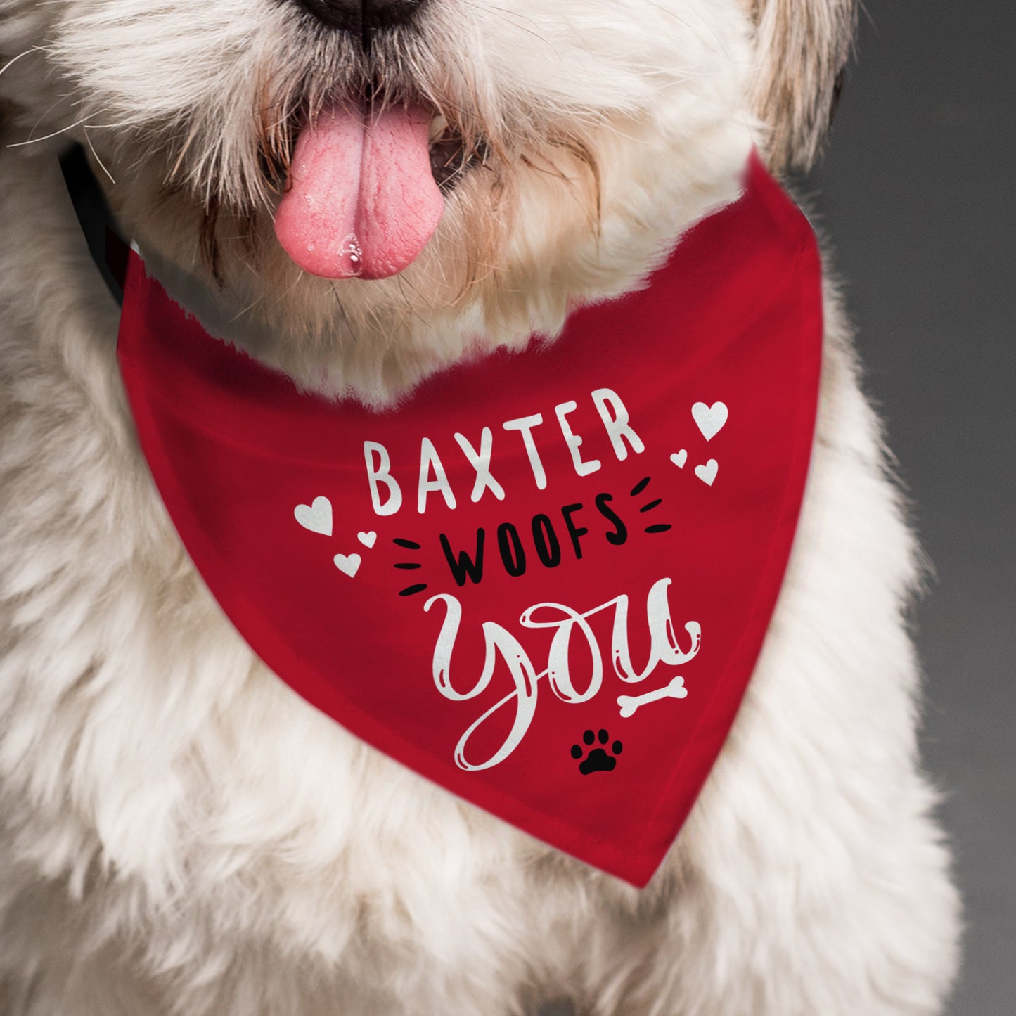 Personalised 'Woofs You' Dog Bandana - That means LOVE in Dog!