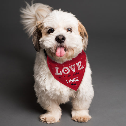 Personalised 'Love is a Dog Called...' Dog Bandana