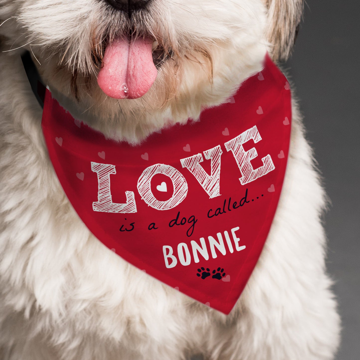 Personalised 'Love is a Dog Called...' Dog Bandana