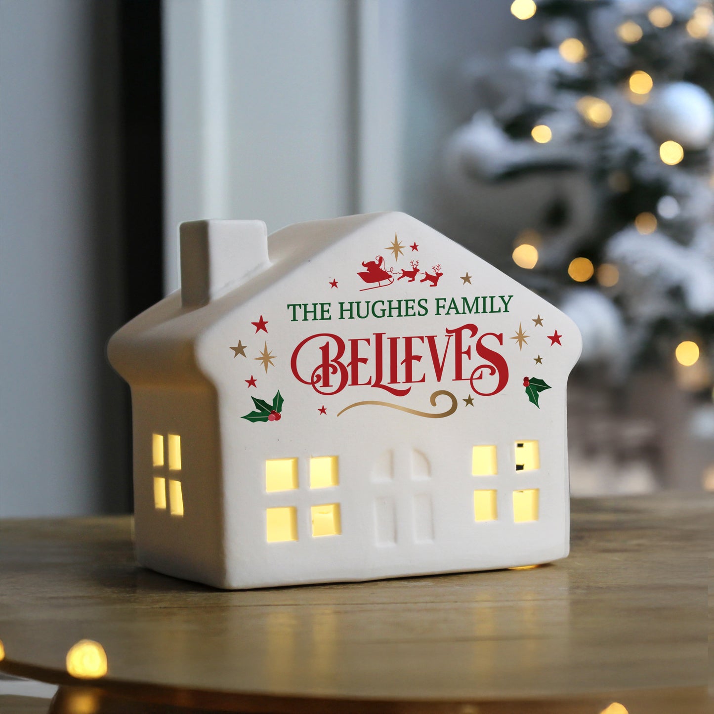 Personalised 'Believe' in Christmas LED House