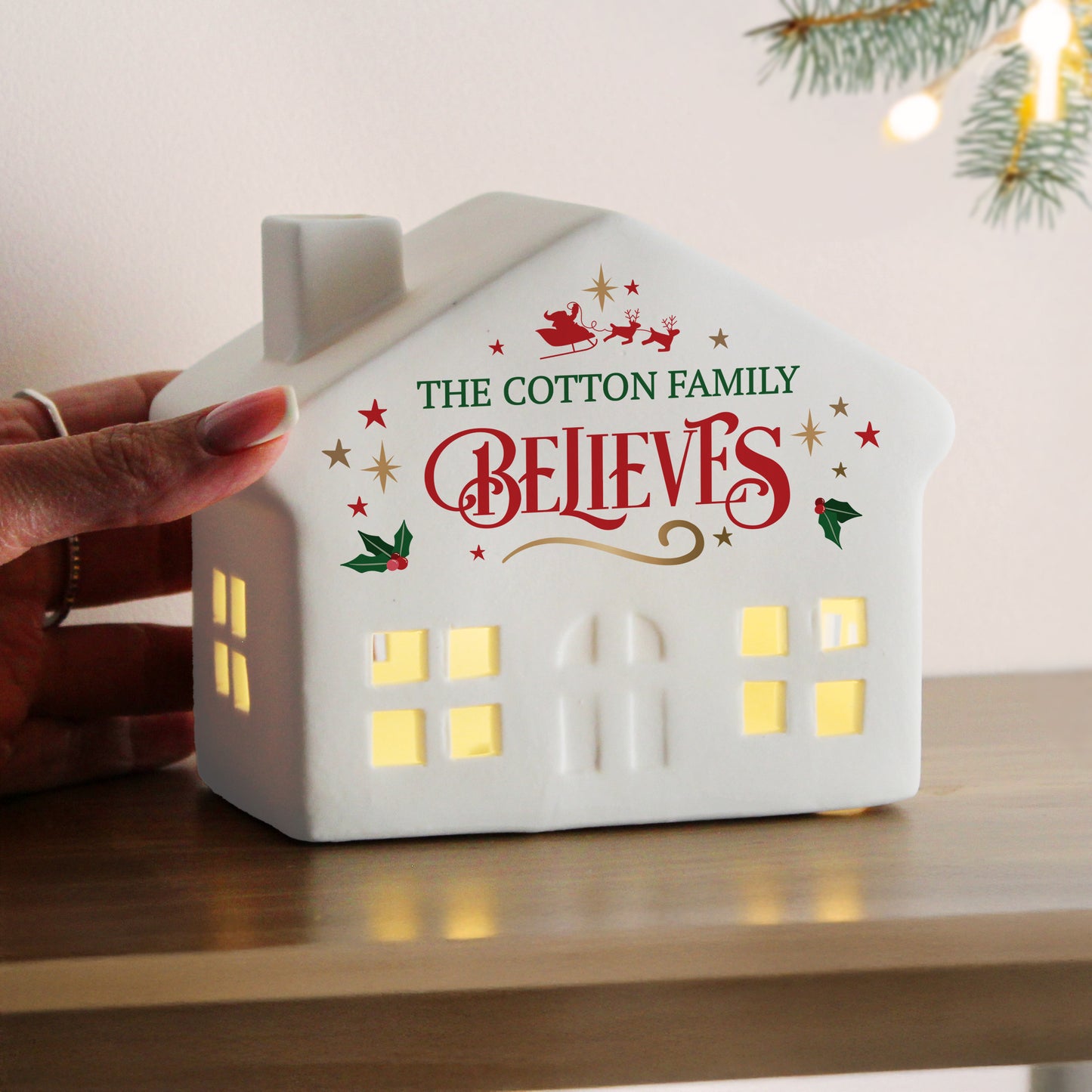 Personalised 'Believe' in Christmas LED House