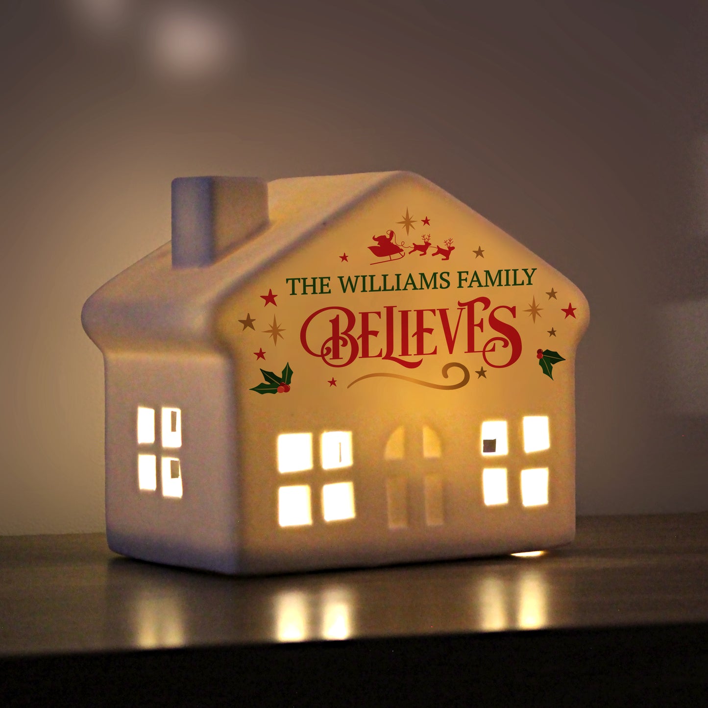 Personalised 'Believe' in Christmas LED House