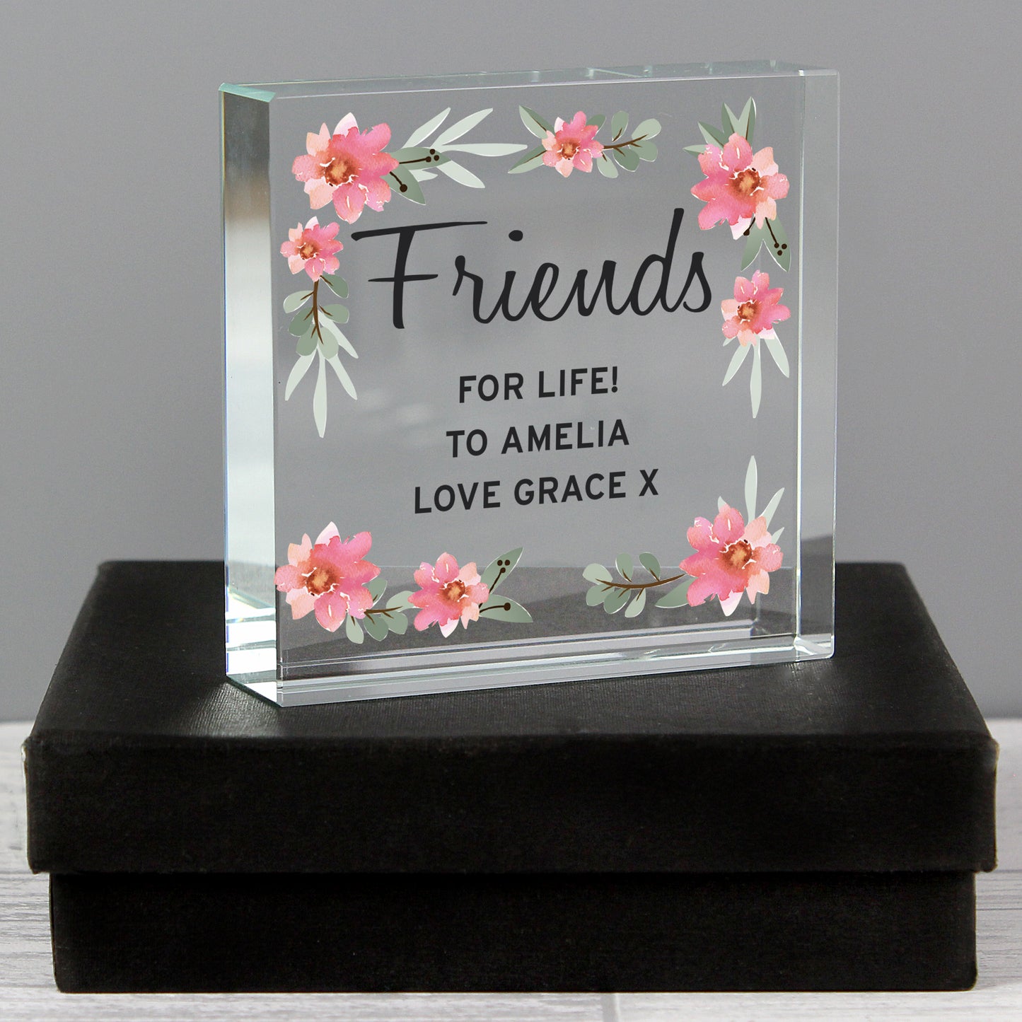 Personalised Floral Sentimental Crystal Token - Any Occasion