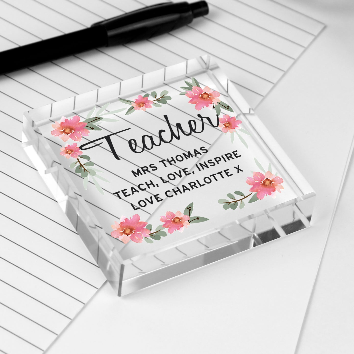 Personalised Floral Sentimental Crystal Token - Any Occasion