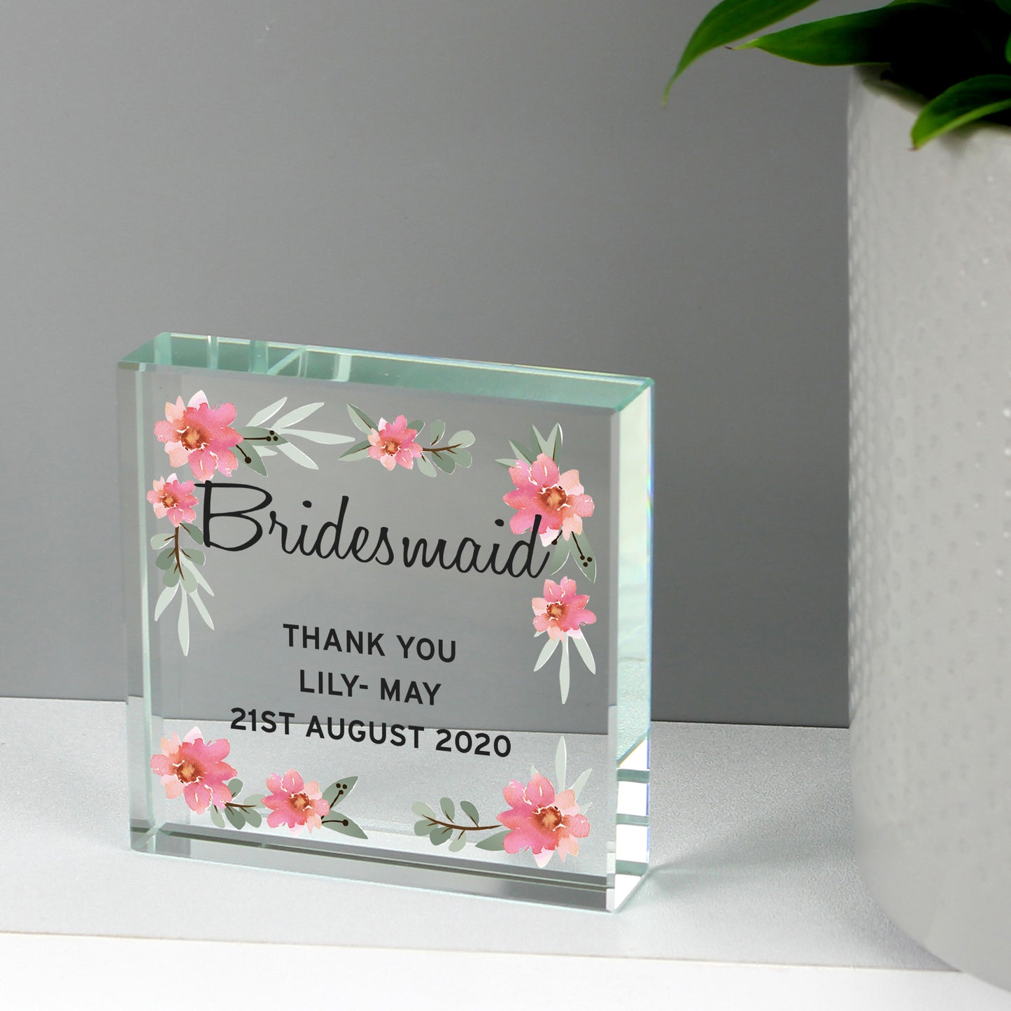 Personalised Floral Sentimental Crystal Token - Any Occasion