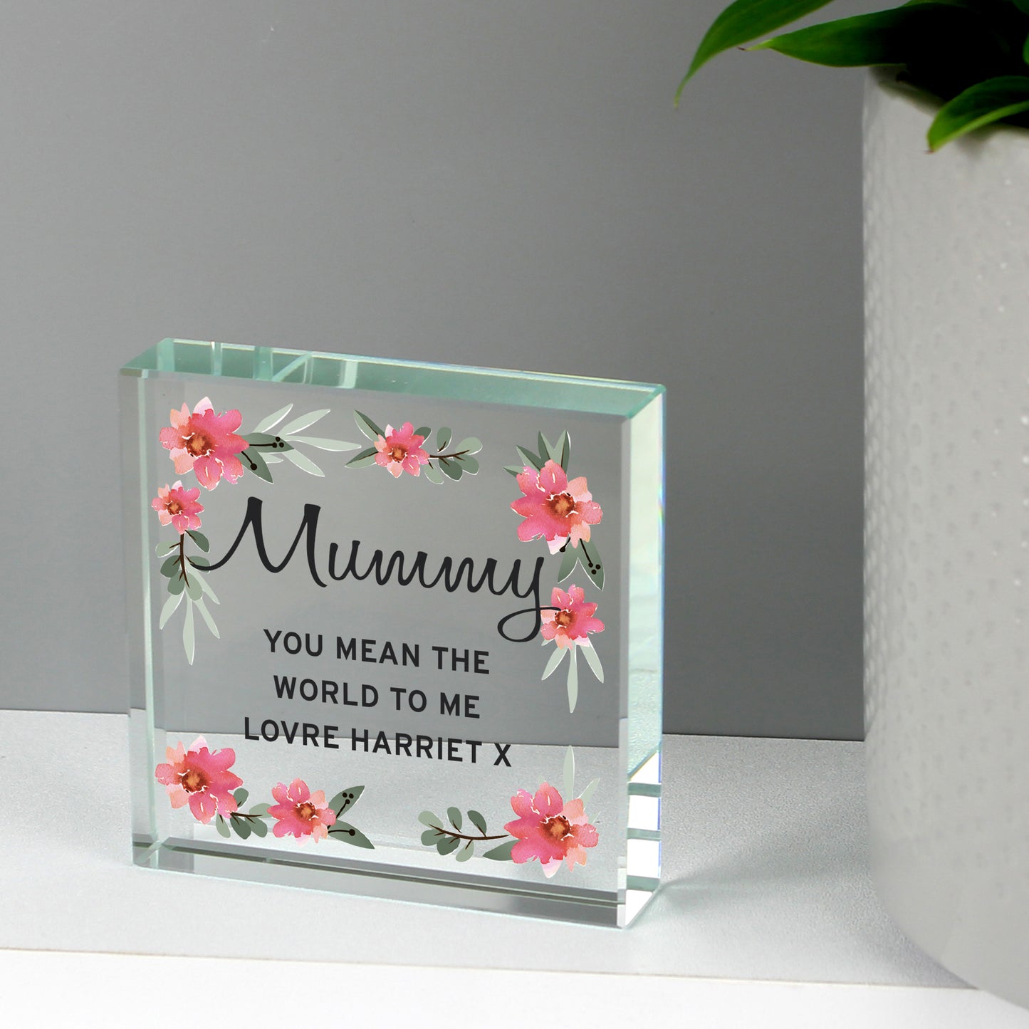 Personalised Floral Sentimental Crystal Token - Any Occasion