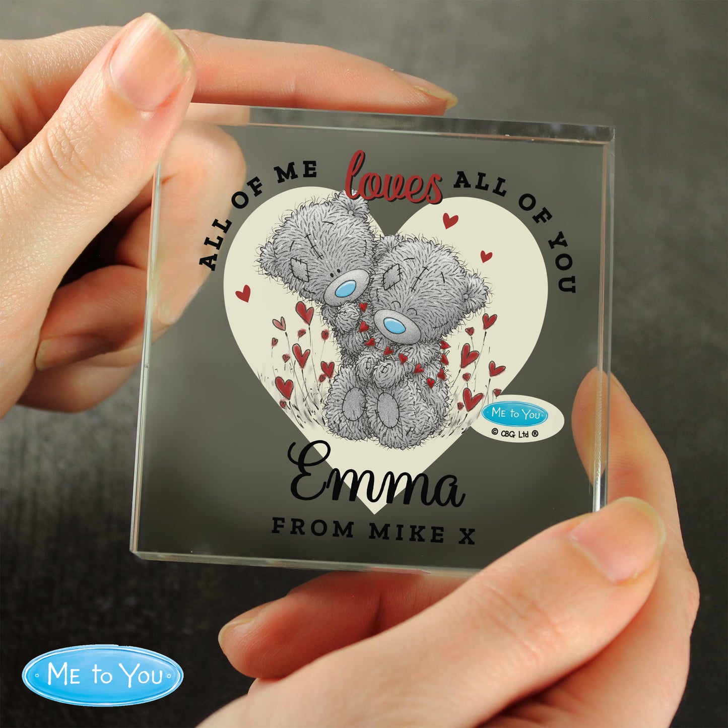 Personalised 'Me to You' Love You Heart Crystal Token