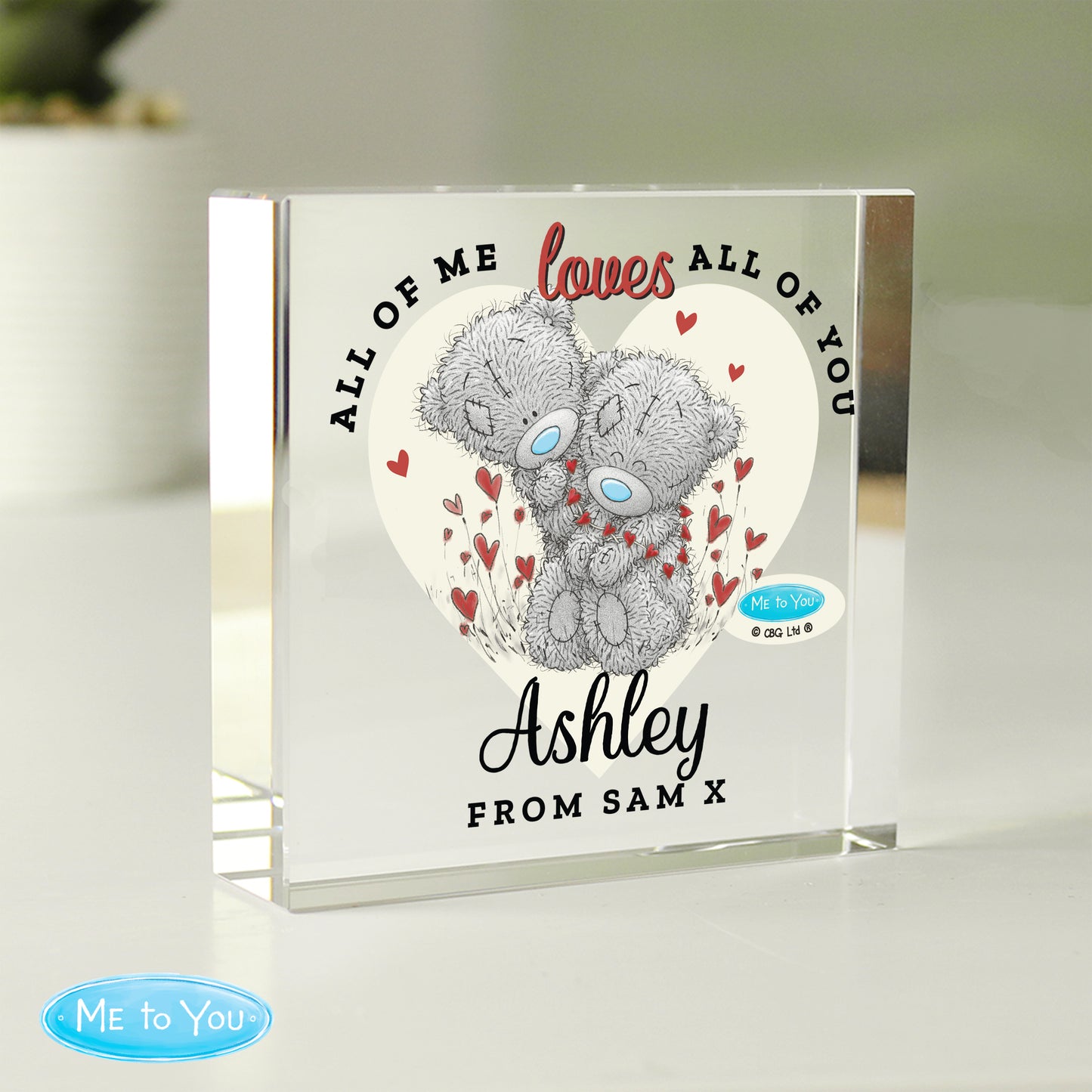 Personalised 'Me to You' Love You Heart Crystal Token