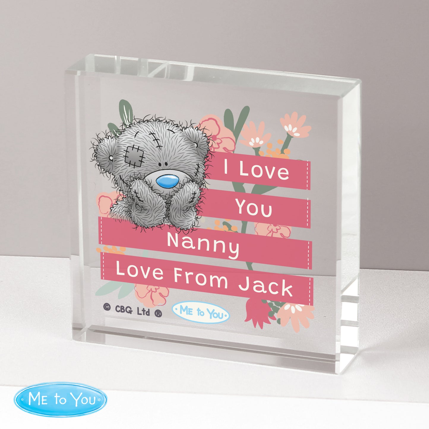 Personalised 'Me To You' Floral Crystal Token