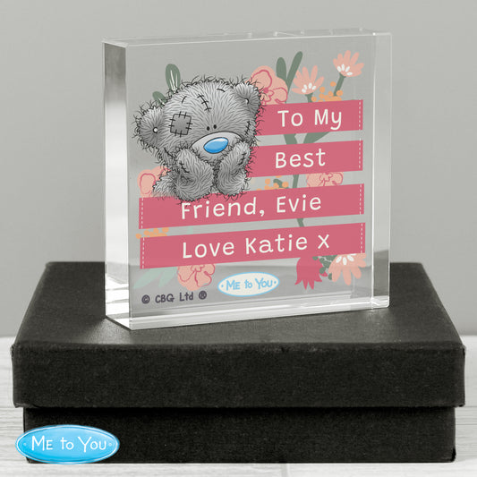 Personalised 'Me To You' Floral Crystal Token