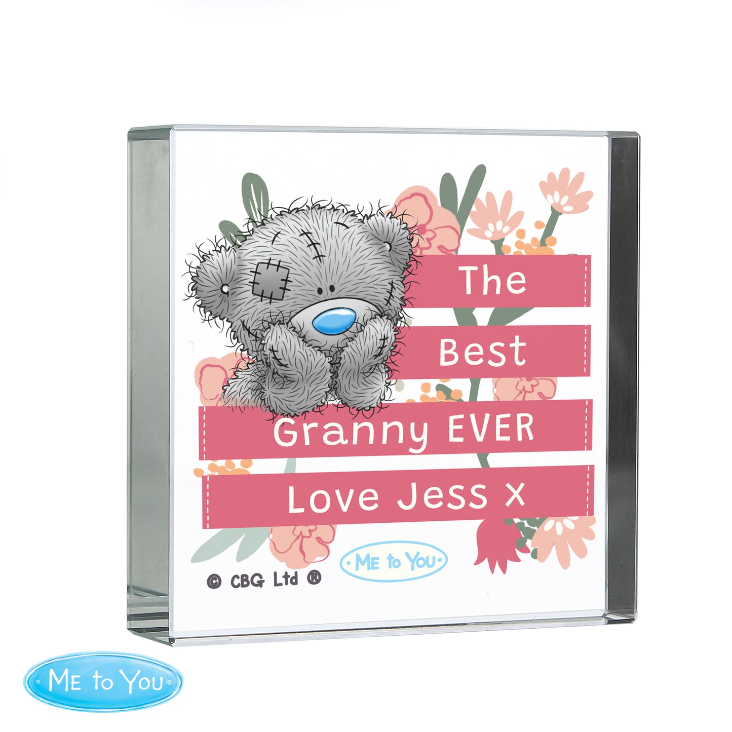 Personalised 'Me To You' Floral Crystal Token