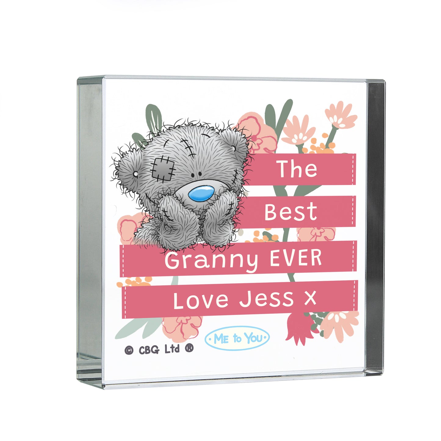 Personalised 'Me To You' Floral Crystal Token