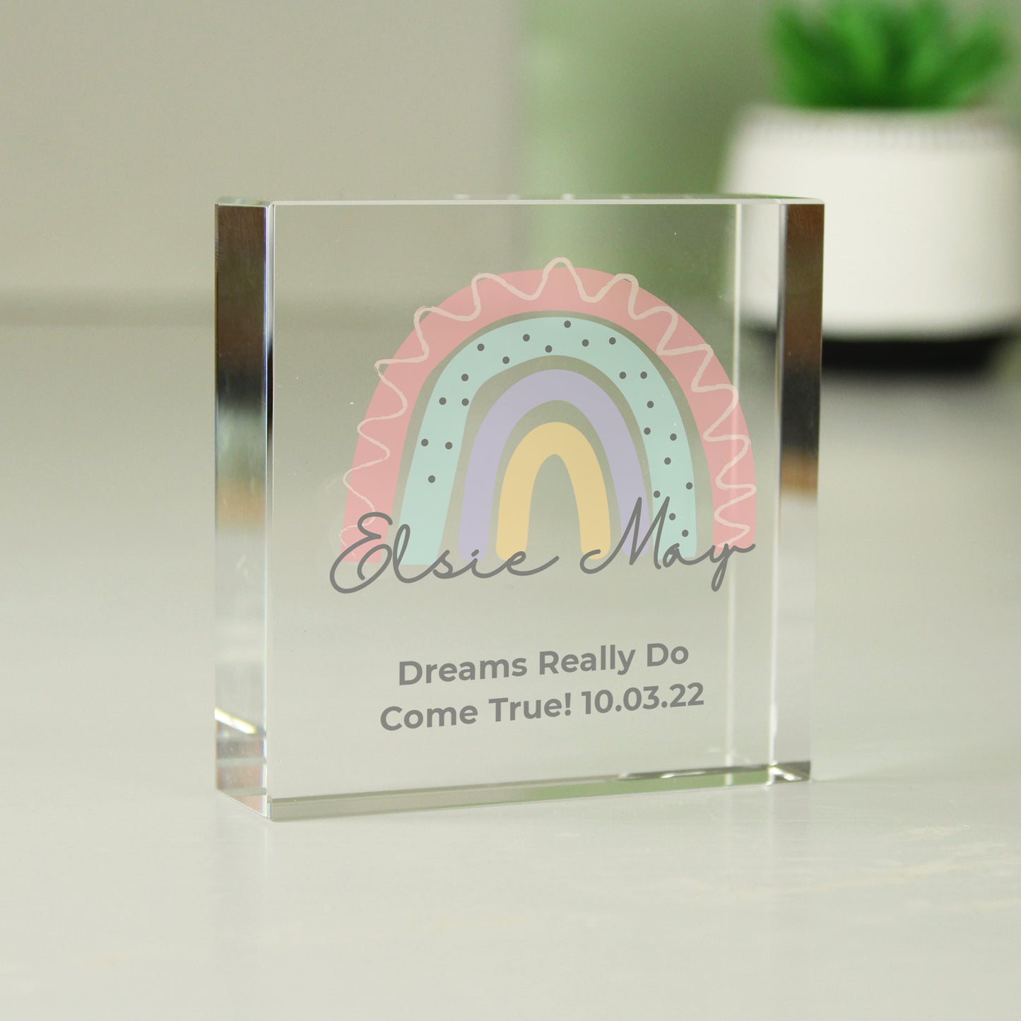 Personalised Pastel Rainbow Crystal Token
