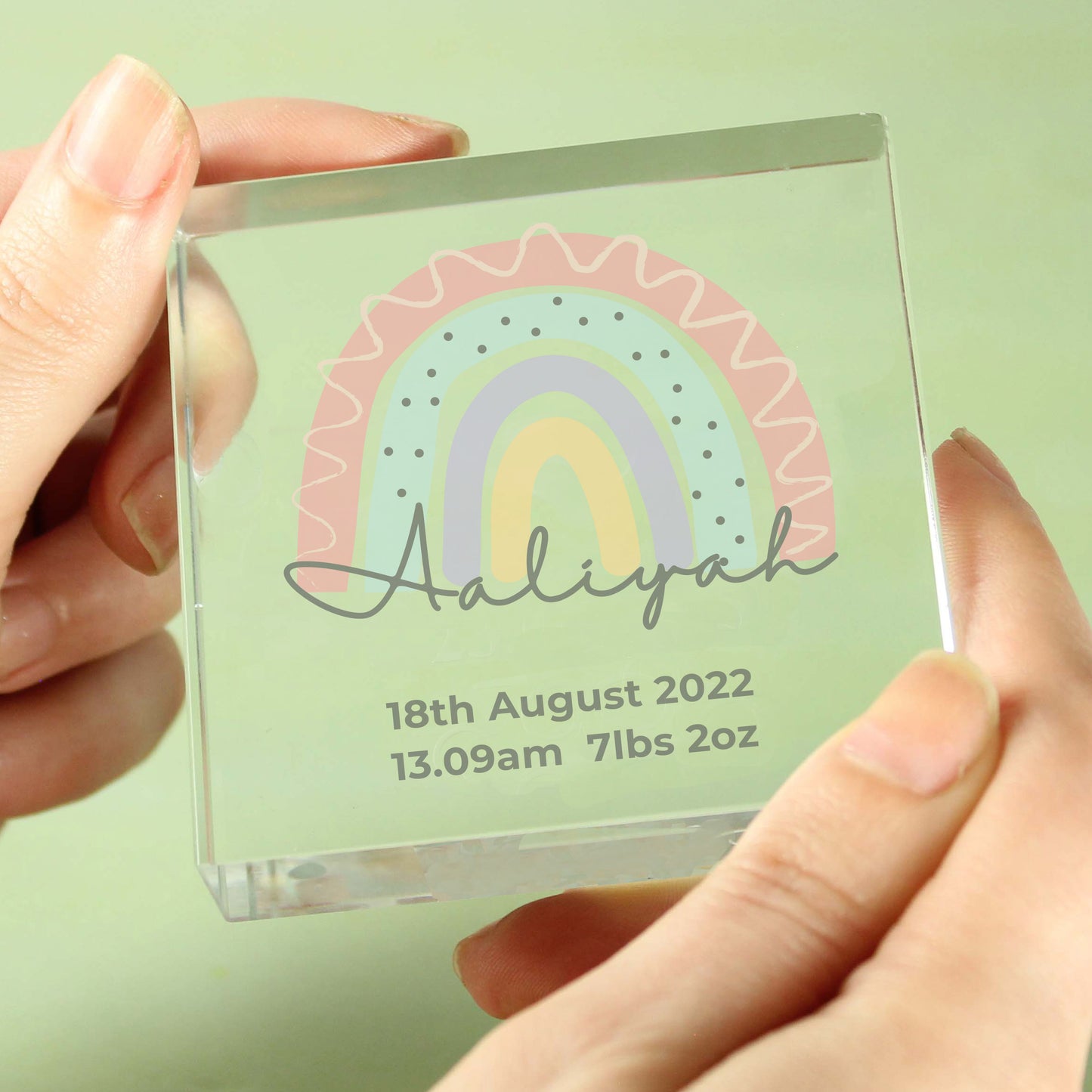 Personalised Pastel Rainbow Crystal Token