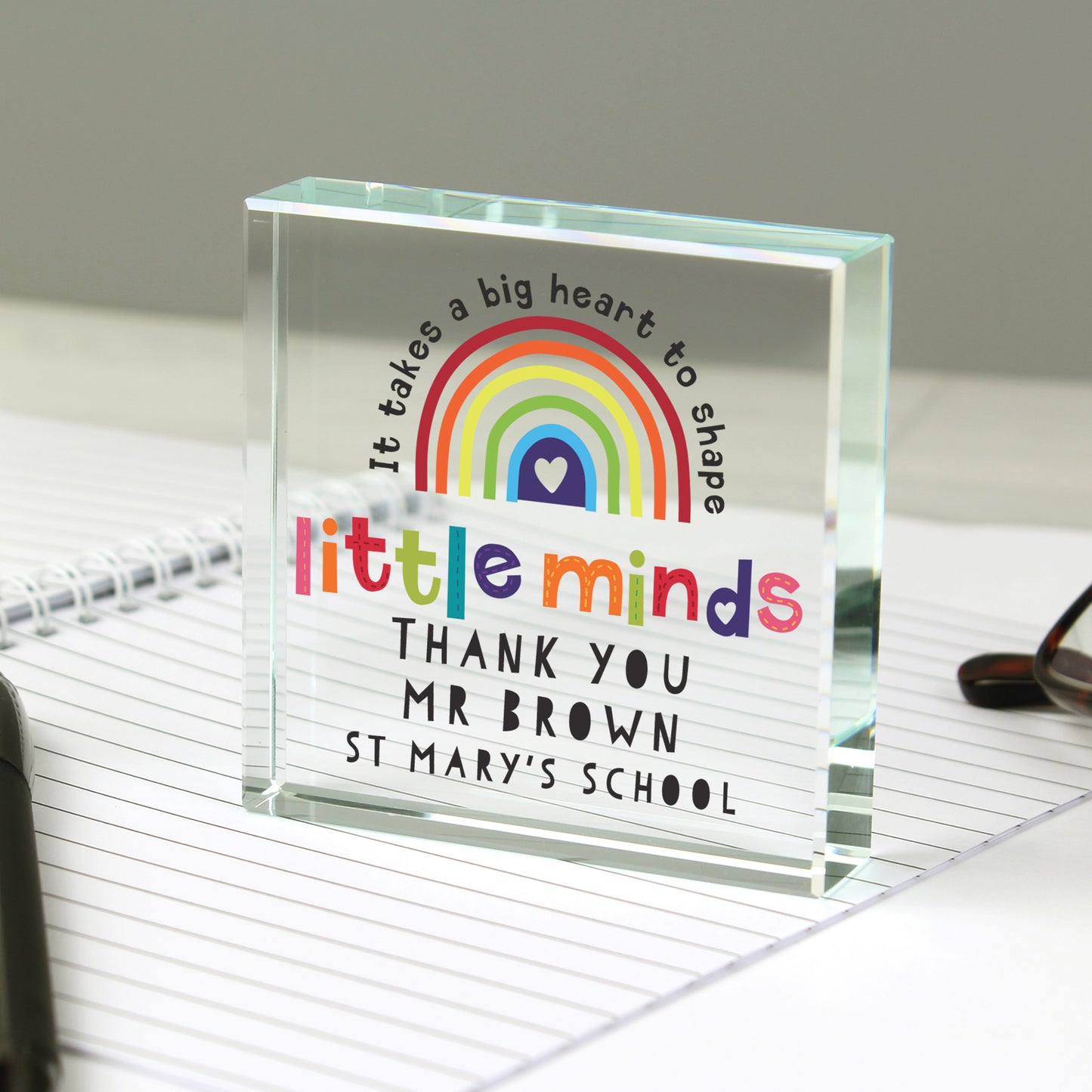 Personalised 'Shape Little Minds' Rainbow Crystal Token - perfect for Teachers