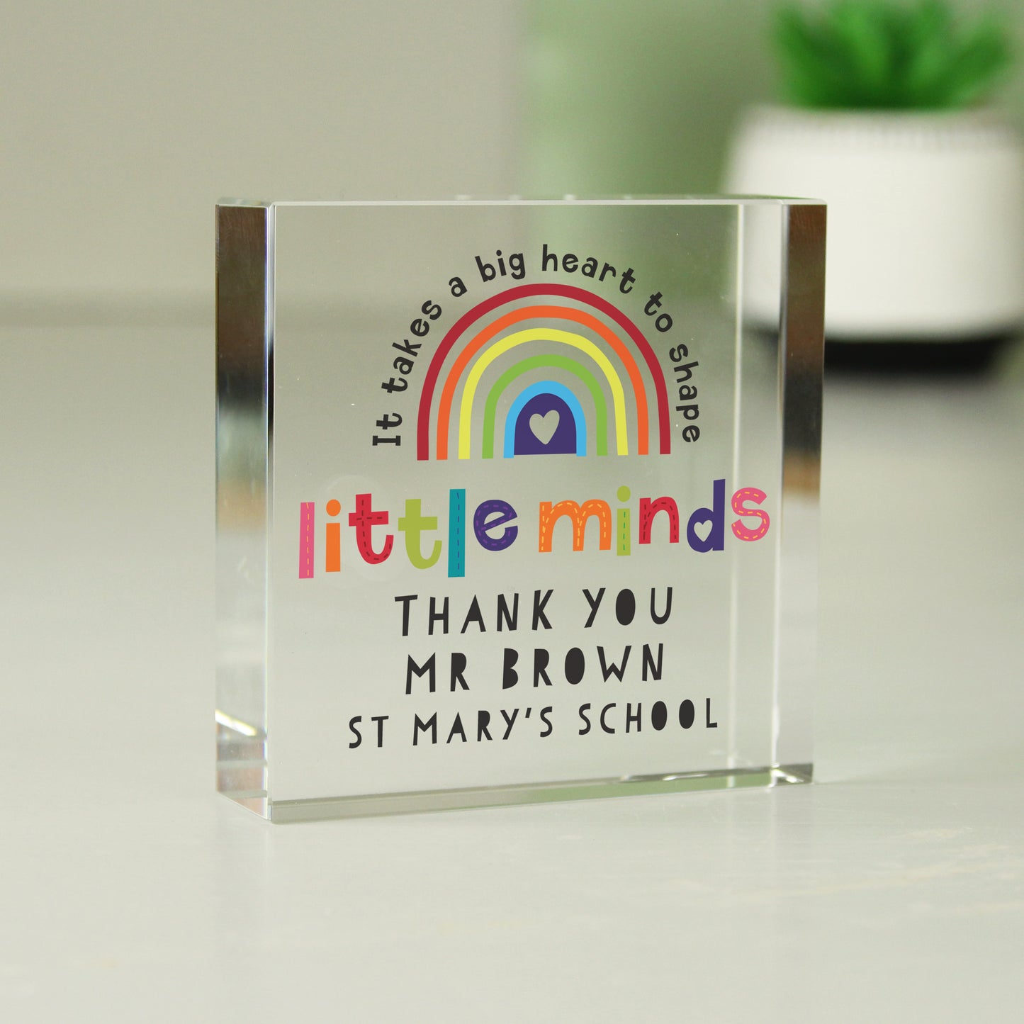 Personalised 'Shape Little Minds' Rainbow Crystal Token - perfect for Teachers