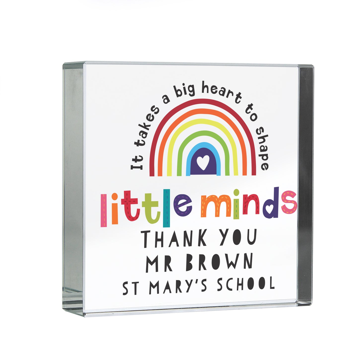 Personalised 'Shape Little Minds' Rainbow Crystal Token - perfect for Teachers