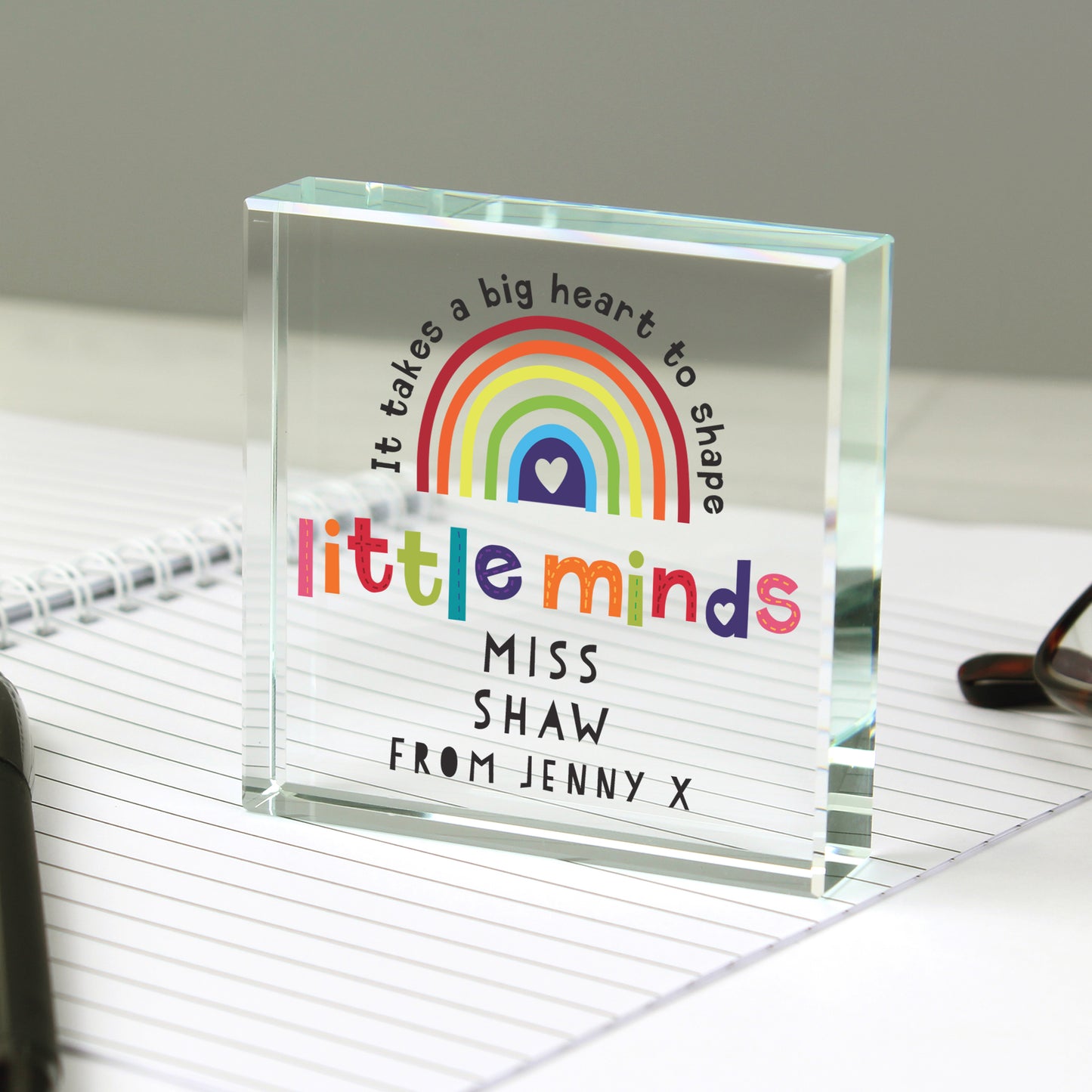 Personalised 'Shape Little Minds' Rainbow Crystal Token - perfect for Teachers