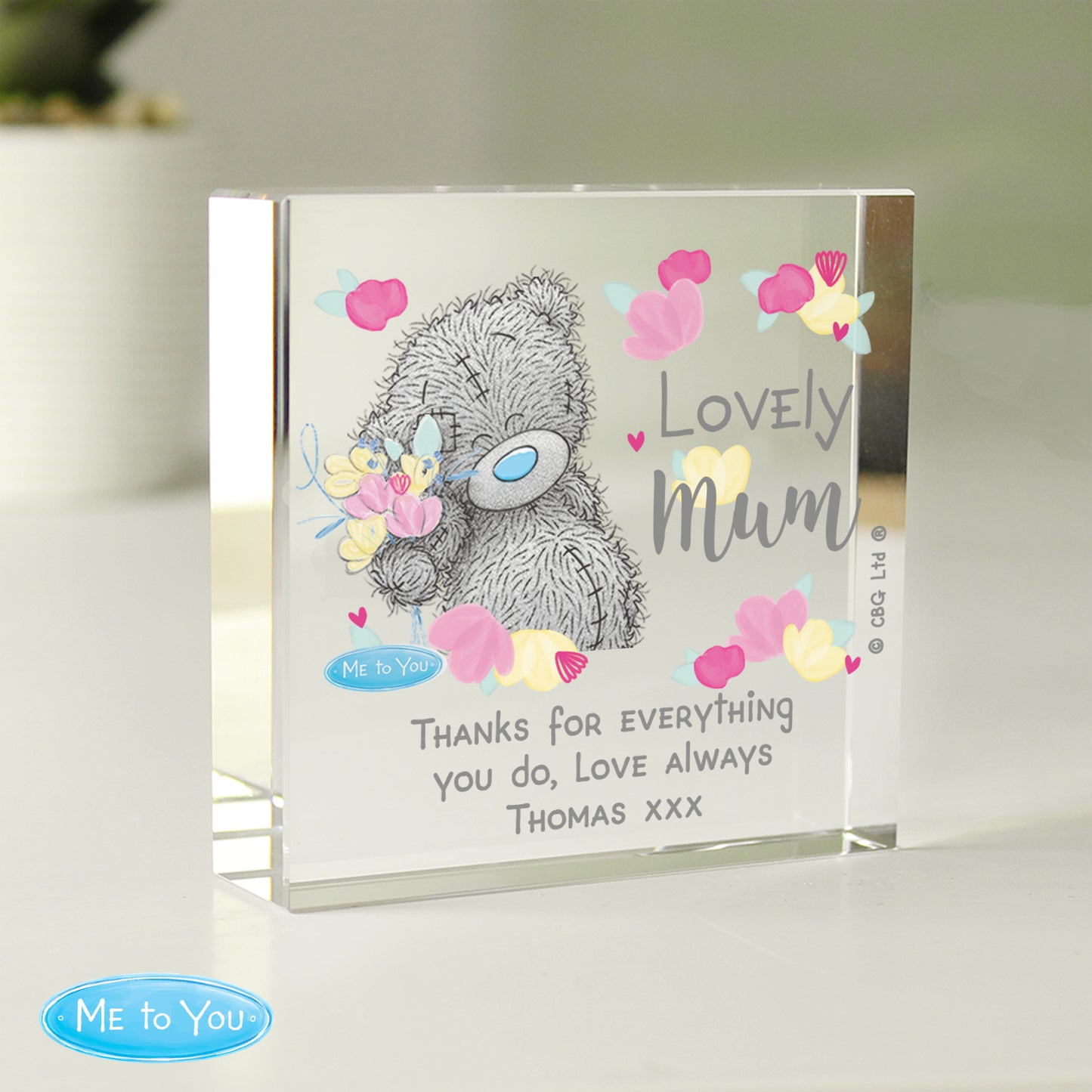 Personalised 'Me to You' Lovely Mum Crystal Token