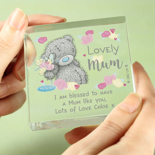 Personalised 'Me to You' Lovely Mum Crystal Token