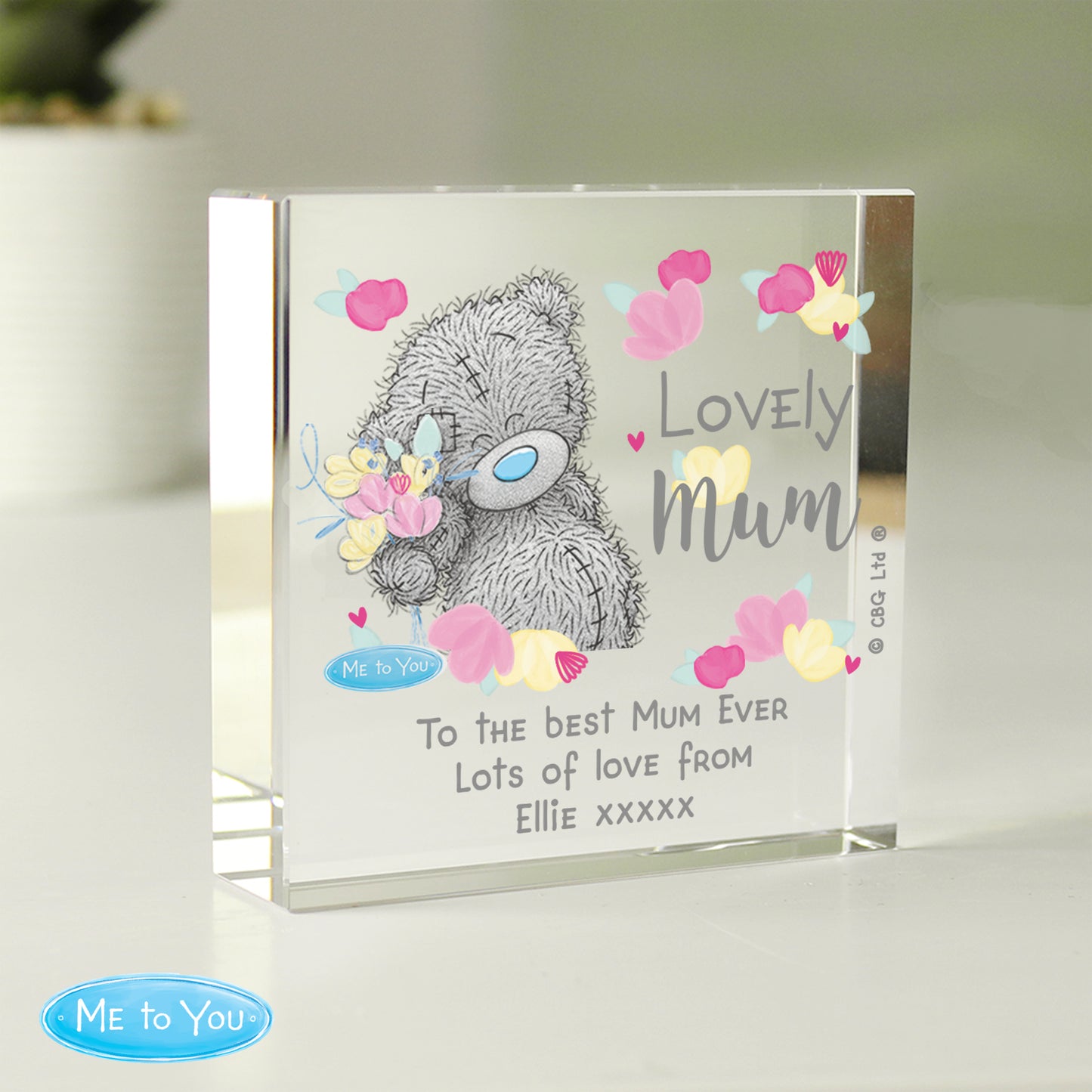 Personalised 'Me to You' Lovely Mum Crystal Token