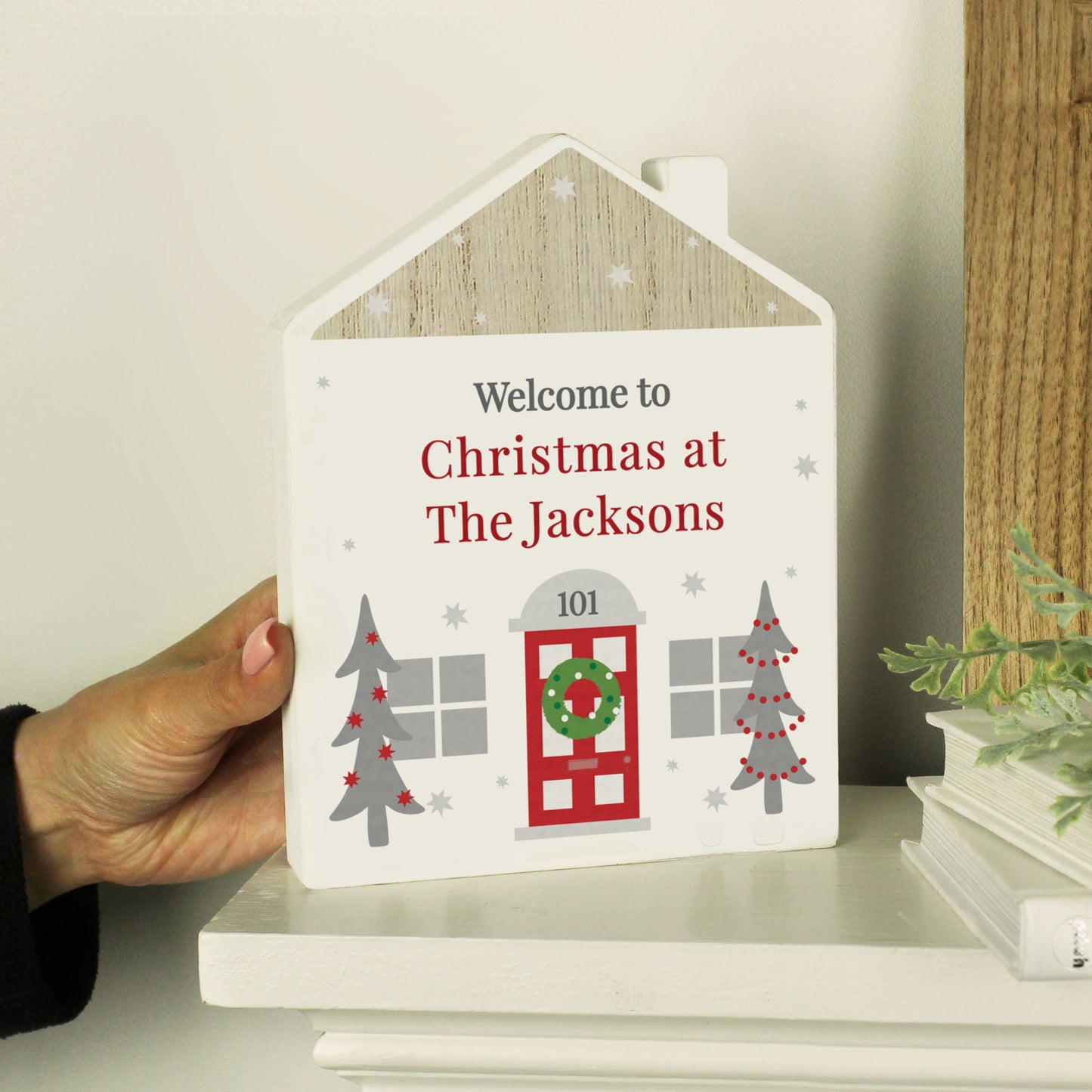 Personalised Christmas House Wooden Ornament