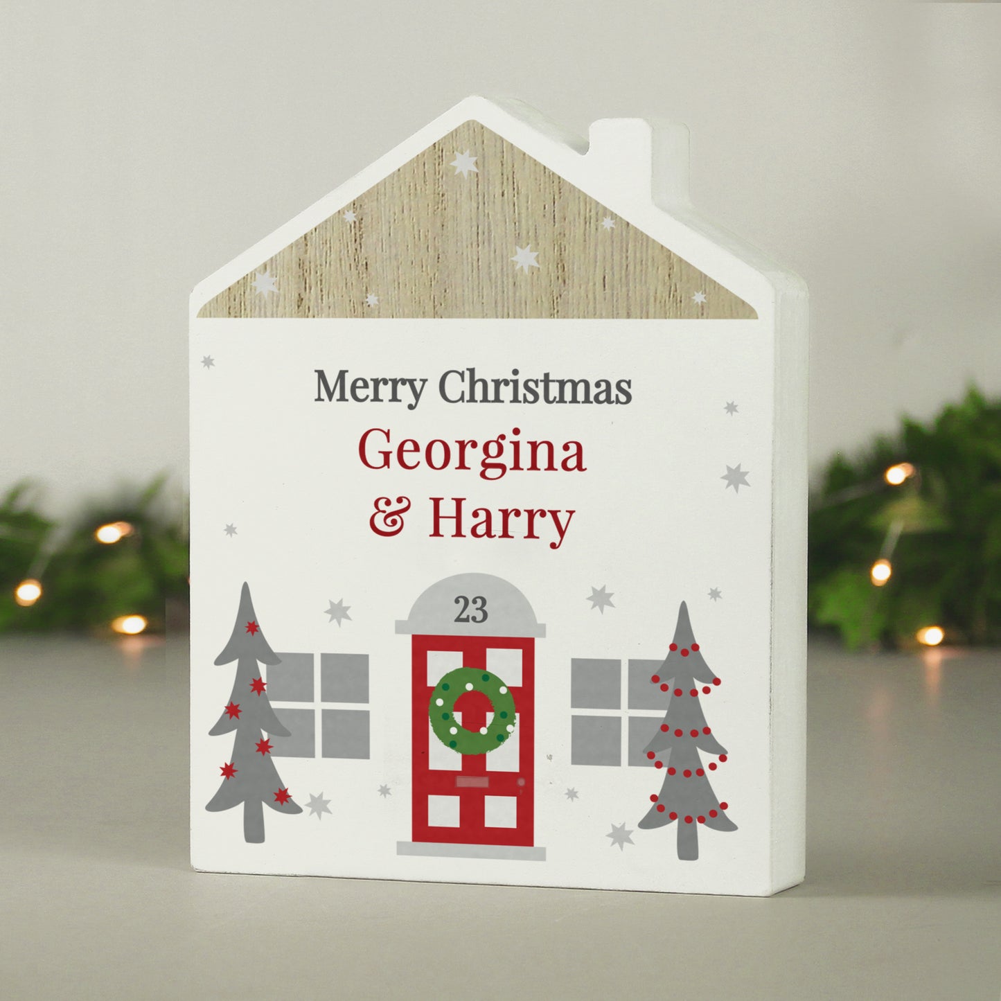 Personalised Christmas House Wooden Ornament