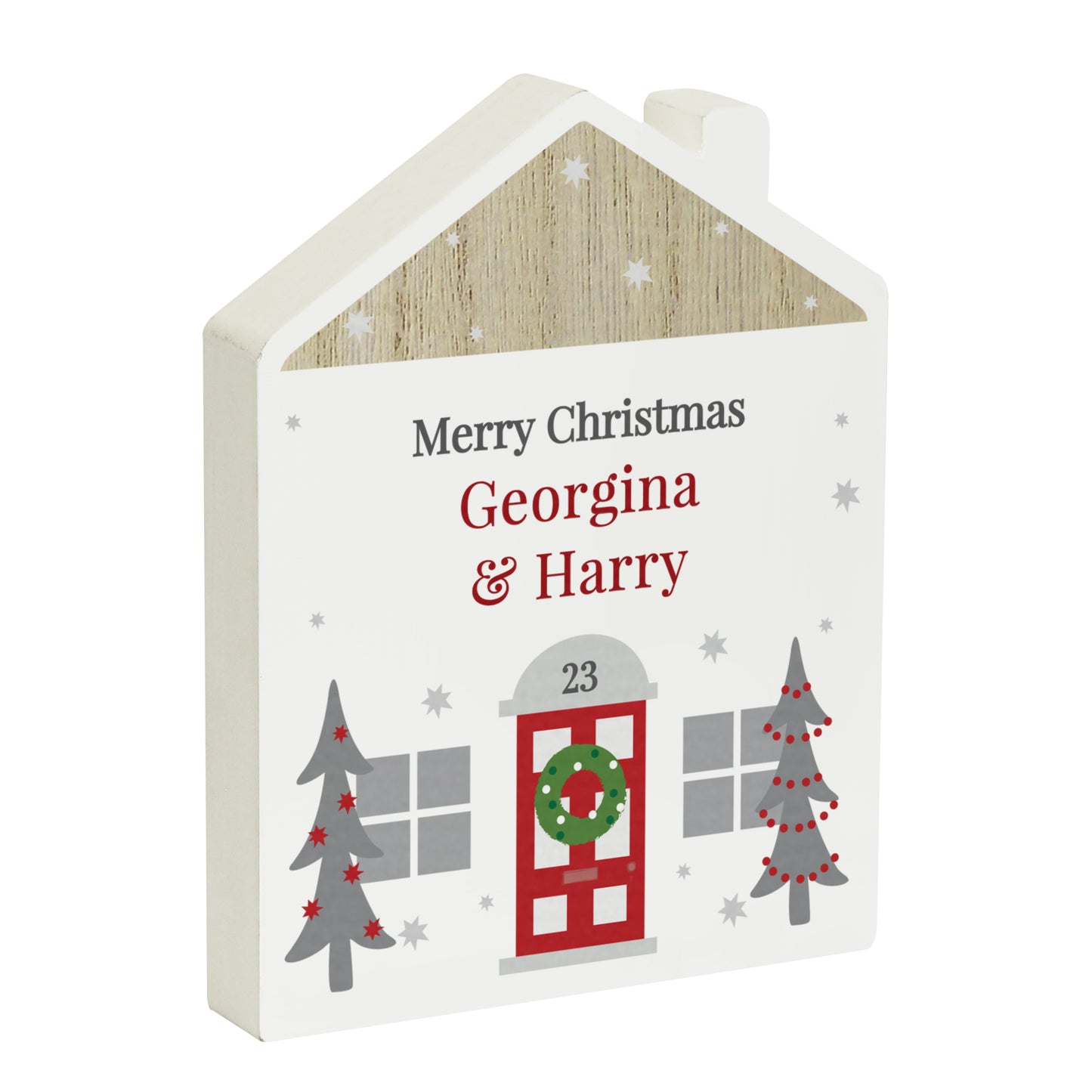 Personalised Christmas House Wooden Ornament