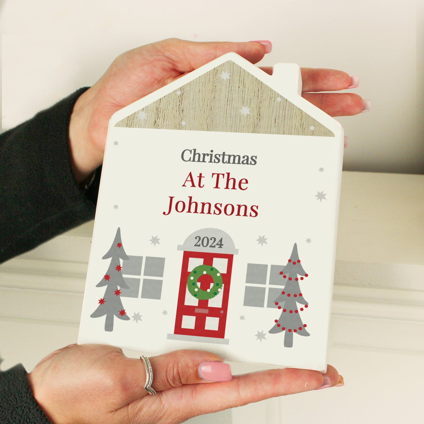 Personalised Christmas House Wooden Ornament