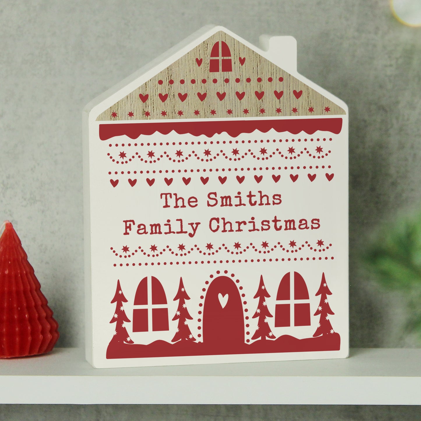 Personalised Christmas 'Fair Isle' Wooden Ornament