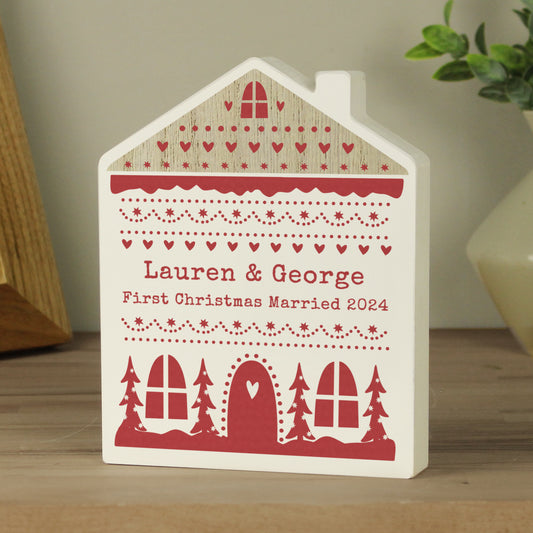 Personalised Christmas 'Fair Isle' Wooden Ornament