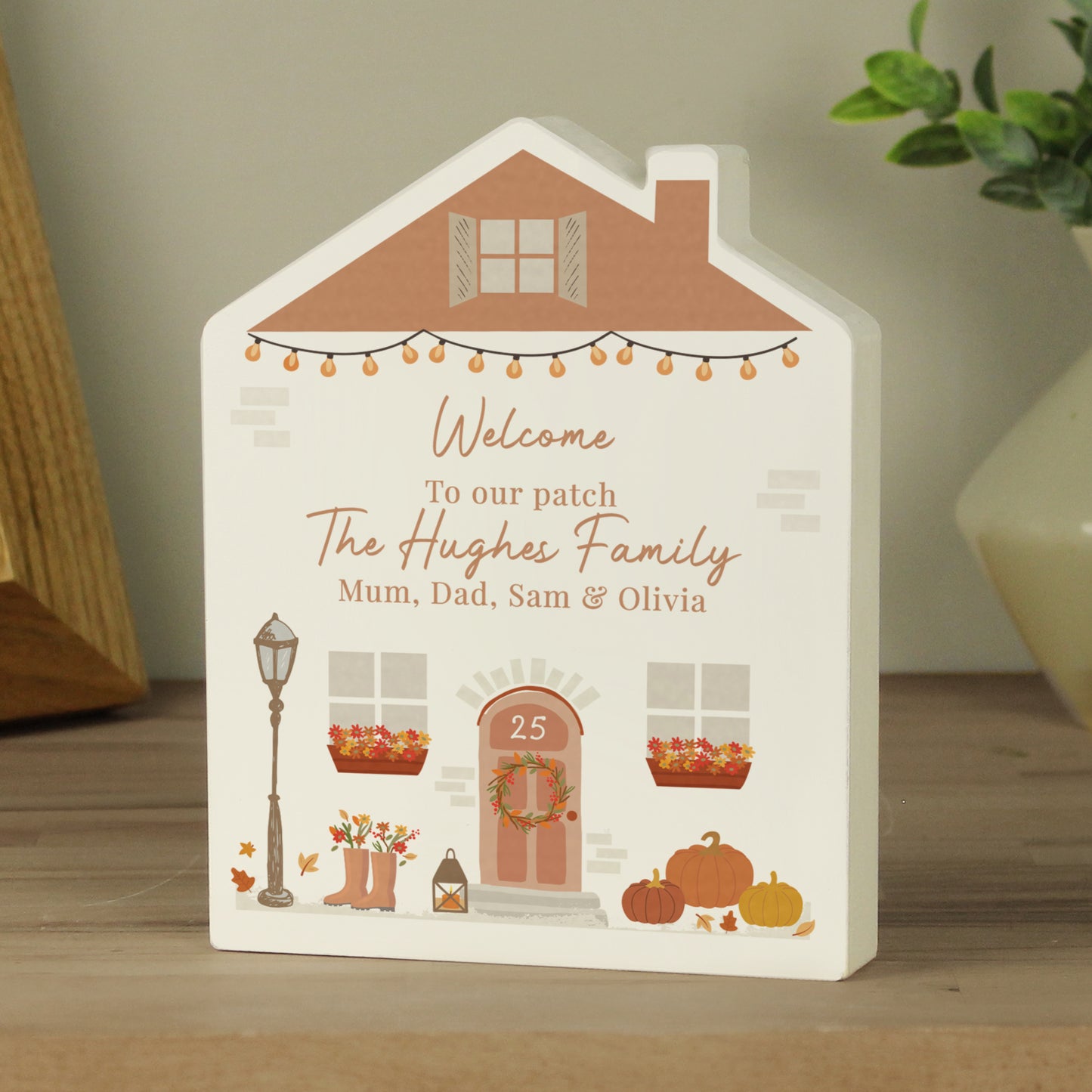 Personalised Autumnal House Wooden Ornament