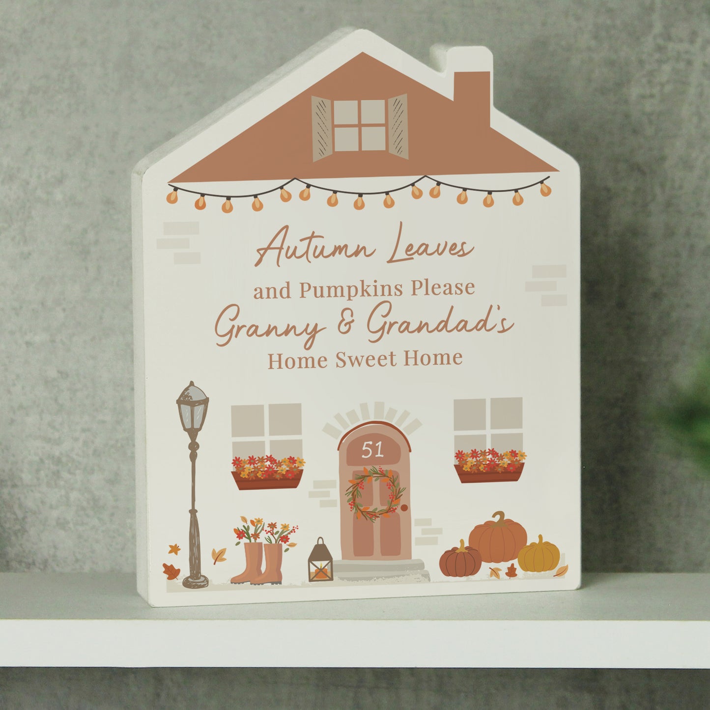 Personalised Autumnal House Wooden Ornament