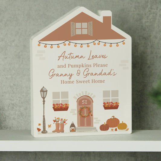 Personalised Autumnal House Wooden Ornament