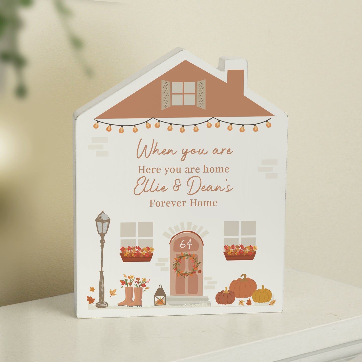 Personalised Autumnal House Wooden Ornament