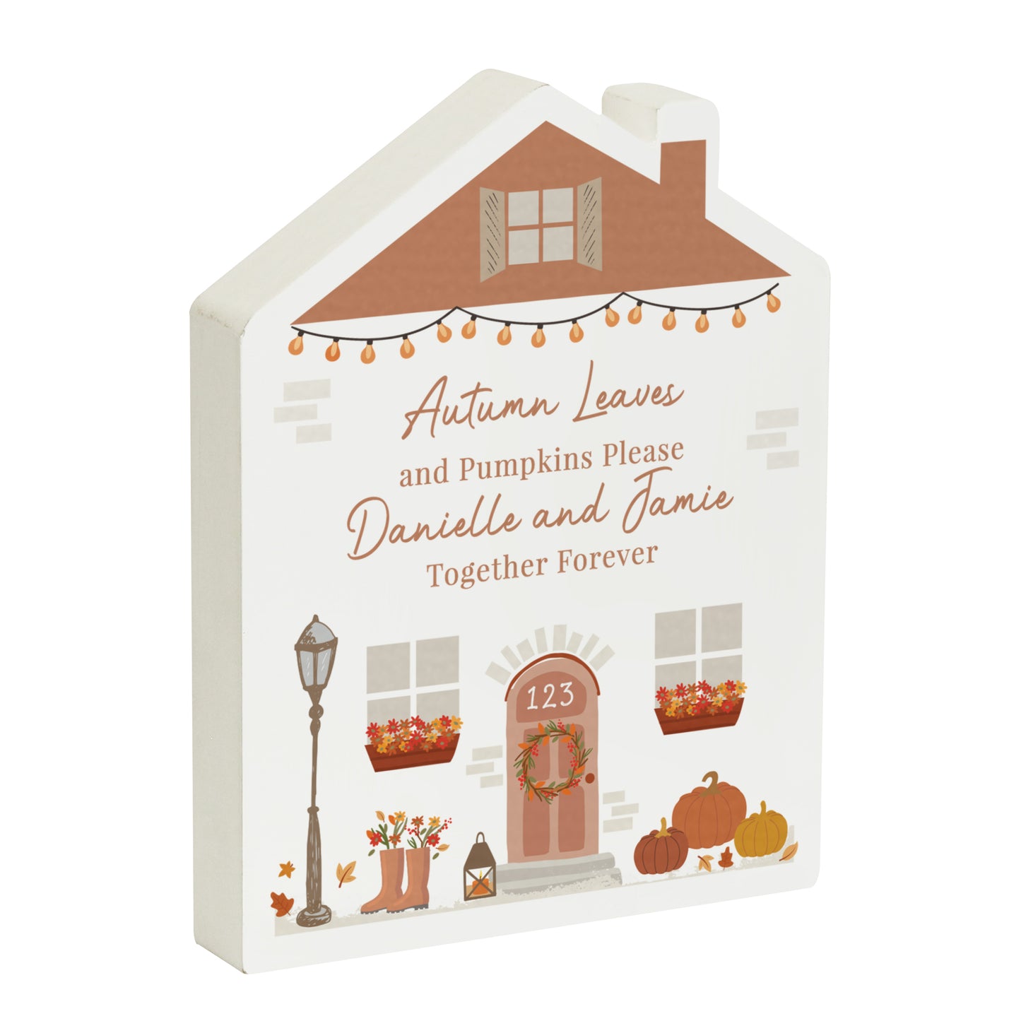 Personalised Autumnal House Wooden Ornament