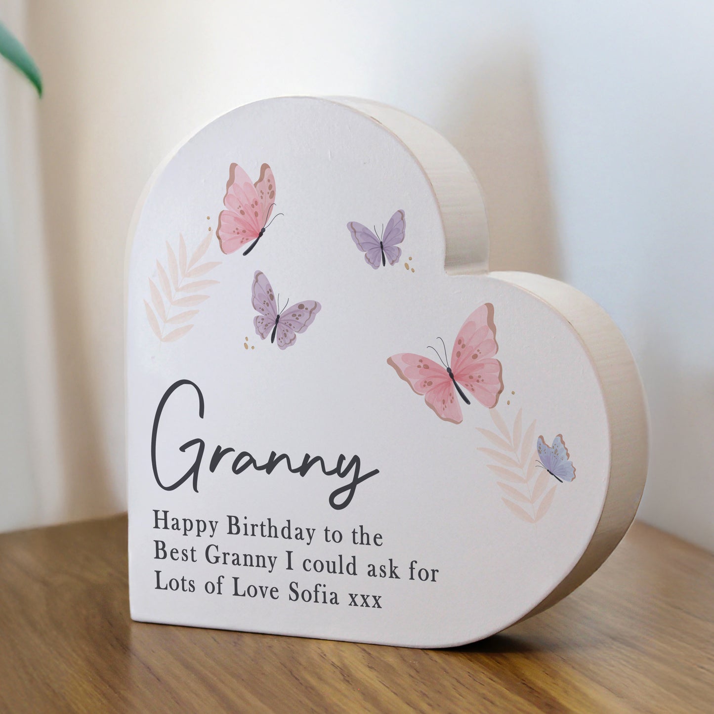 Personalised Butterfly Grey Heart Ornament - Any Ocasion