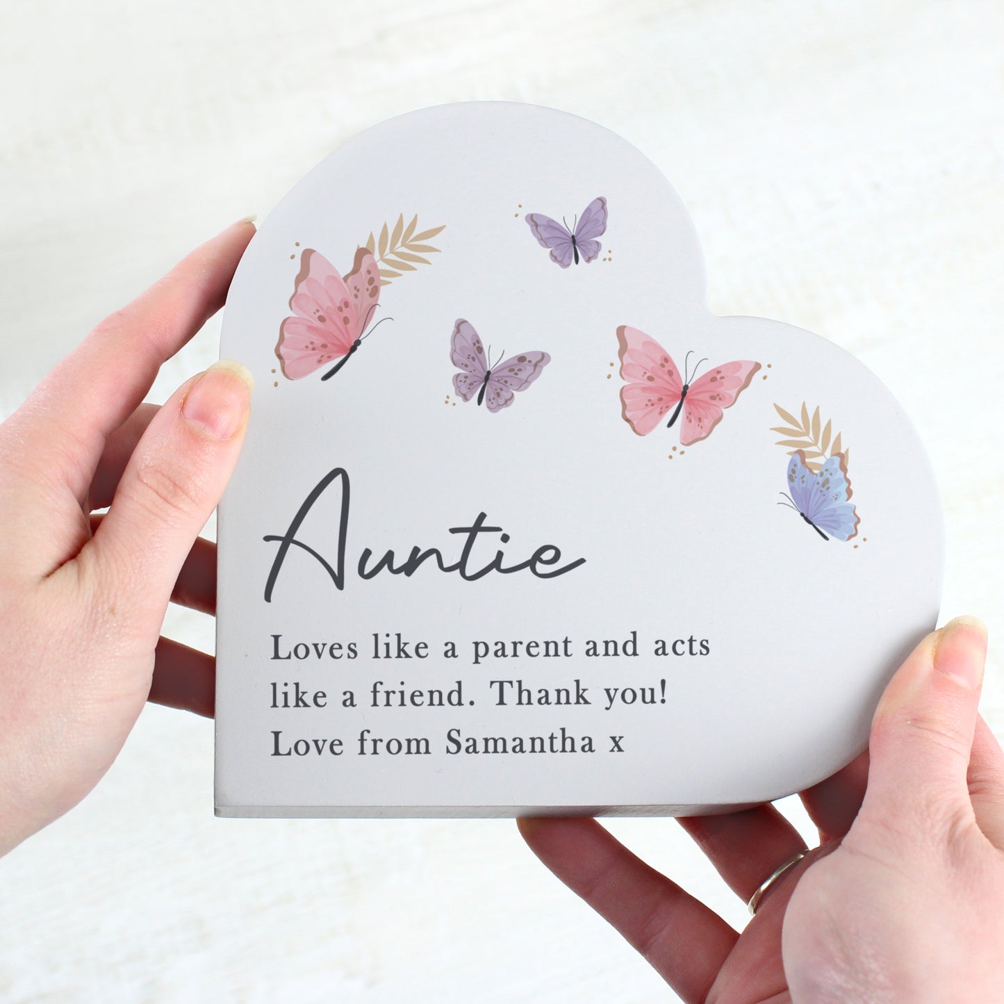 Personalised Butterfly Grey Heart Ornament - Any Ocasion