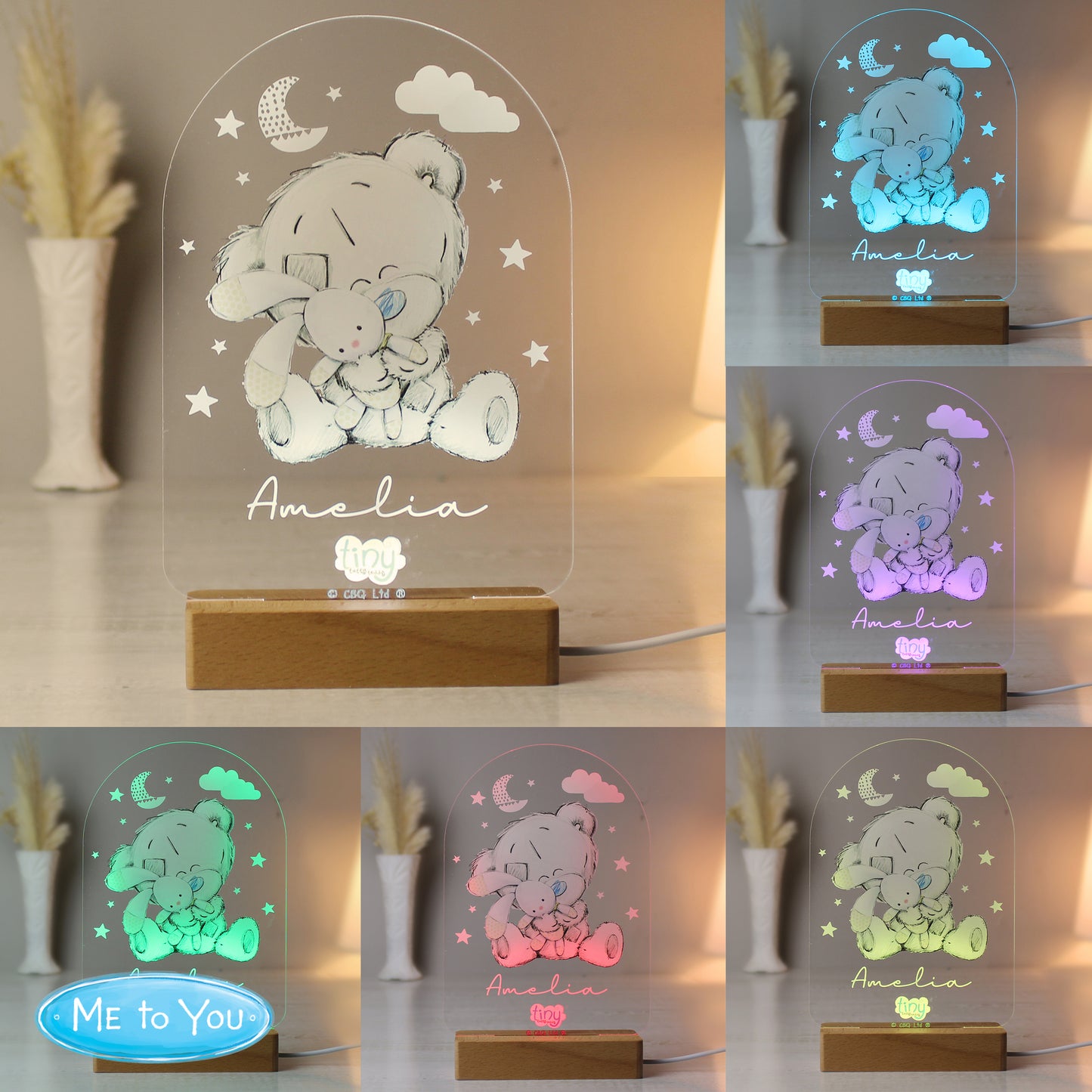 Personalised Tiny Tatty Teddy (Me to You) Wooden Based LED Light