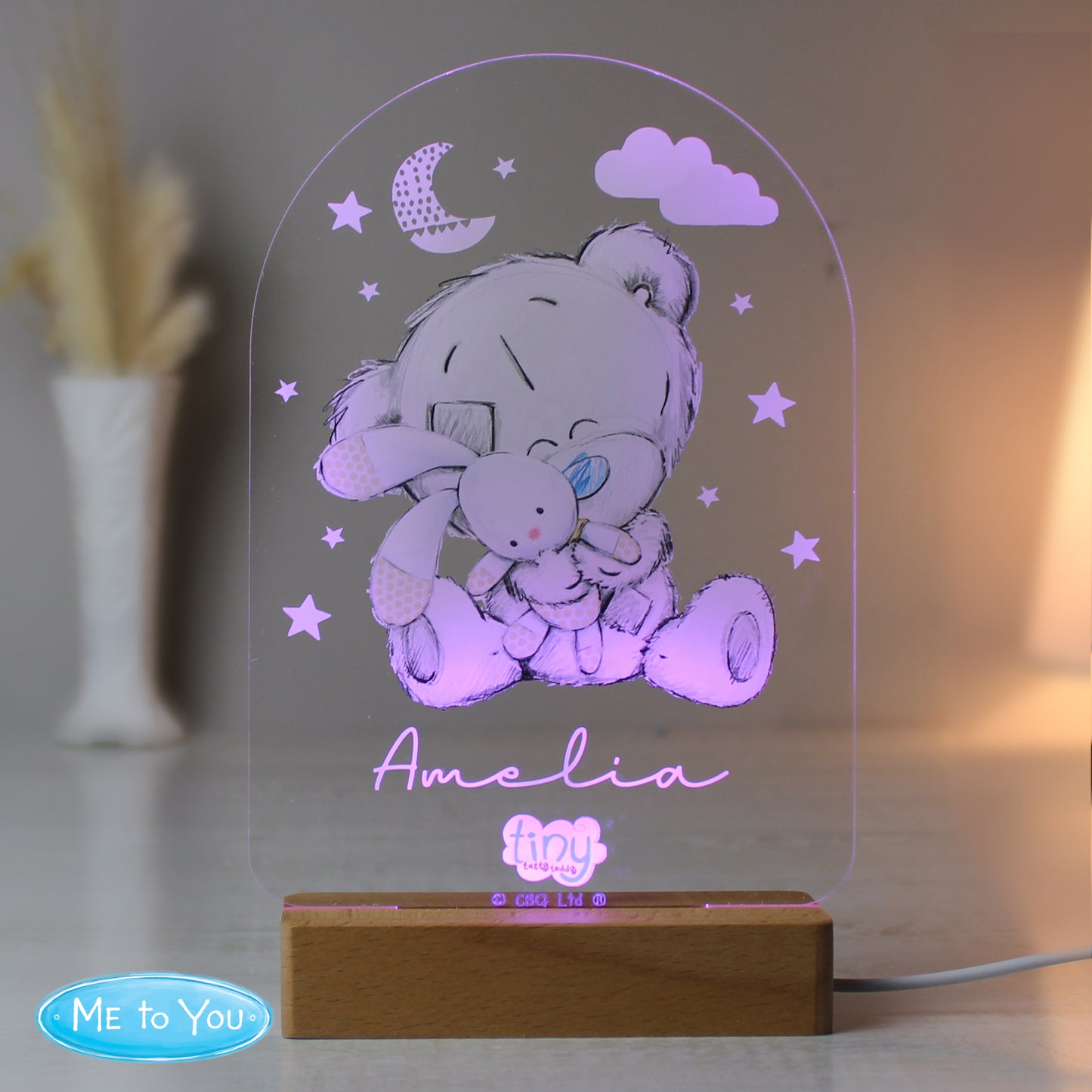 Personalised Tiny Tatty Teddy (Me to You) Wooden Based LED Light