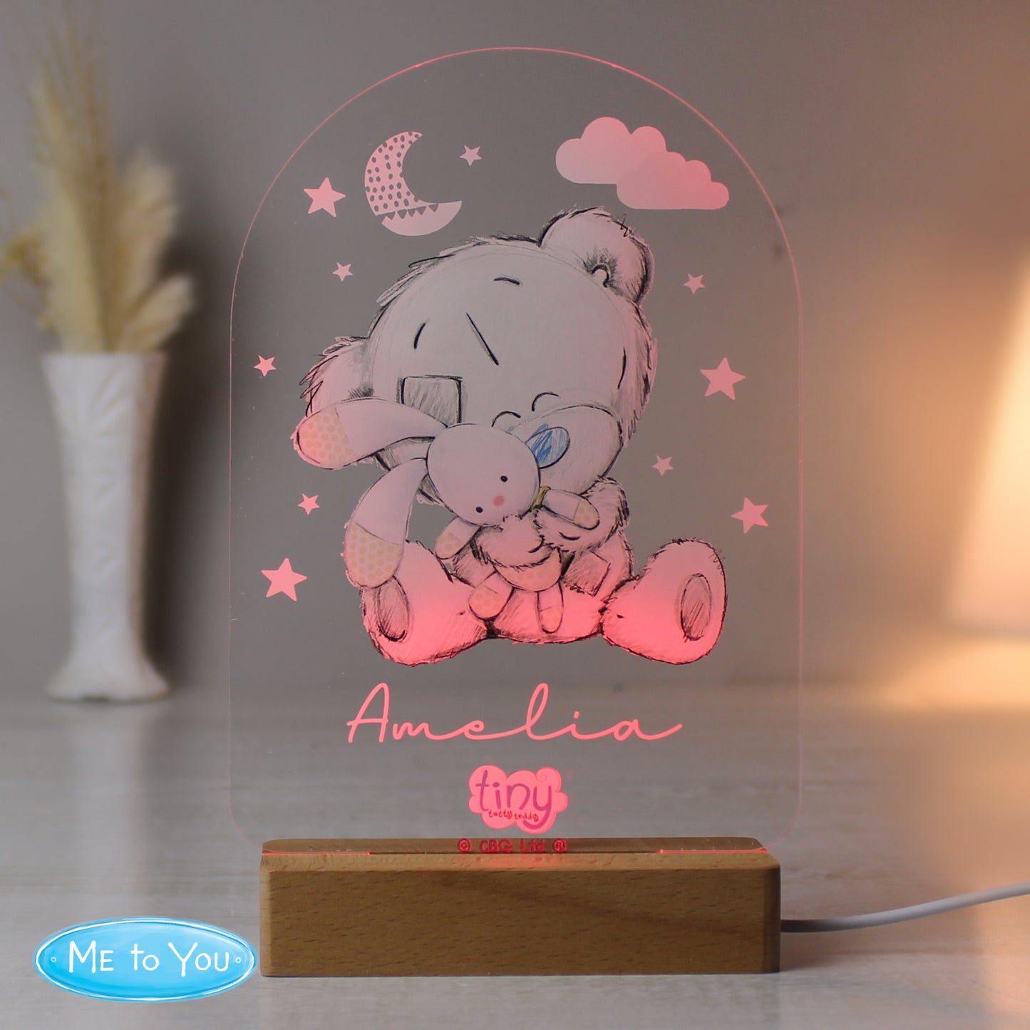 Personalised Tiny Tatty Teddy (Me to You) Wooden Based LED Light