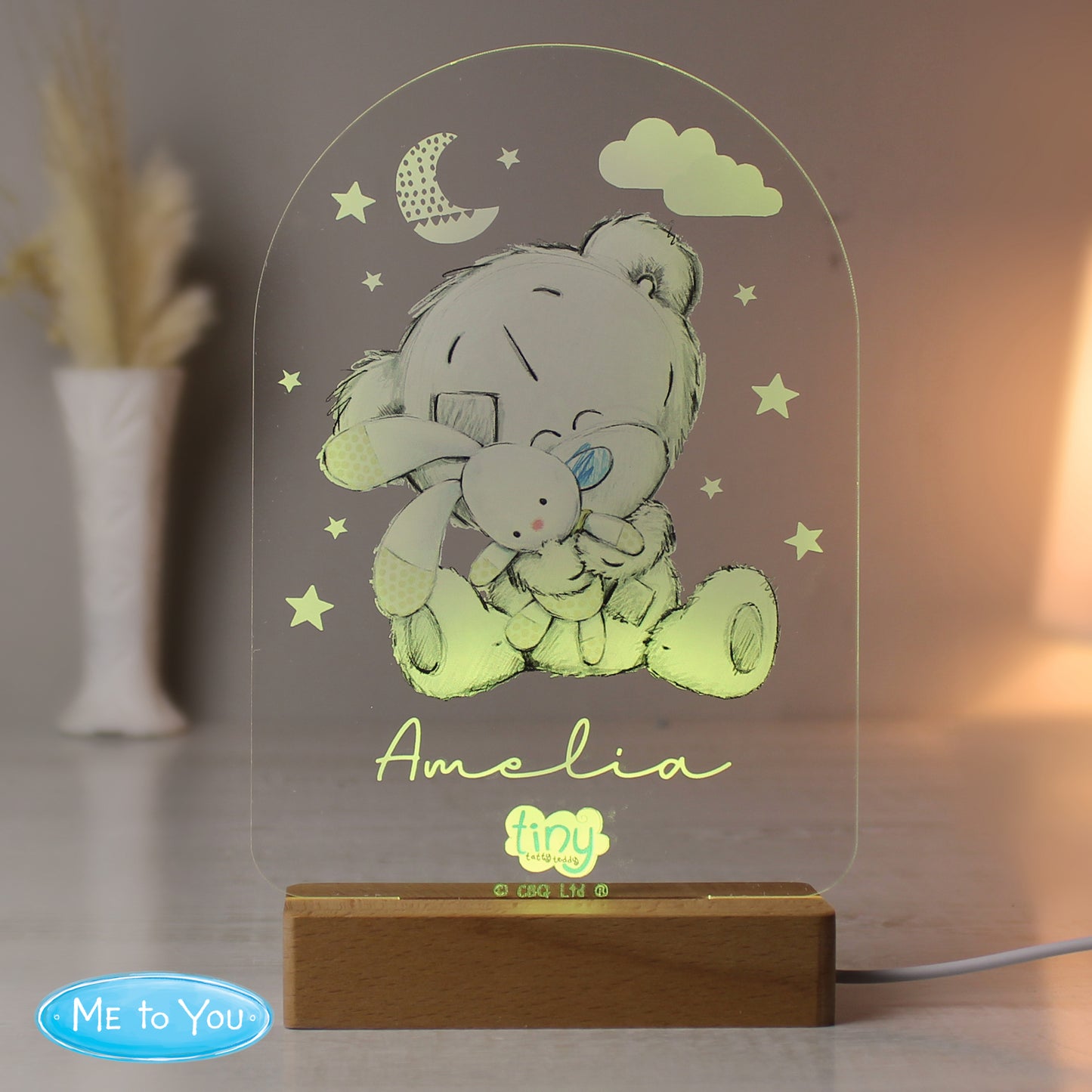 Personalised Tiny Tatty Teddy (Me to You) Wooden Based LED Light