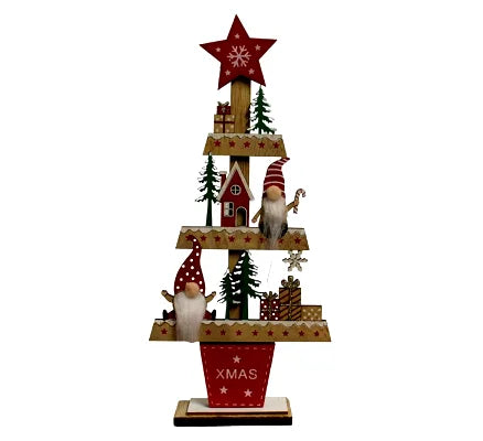 Small Freestanding Wooden Christmas Tree Gonk Decoration