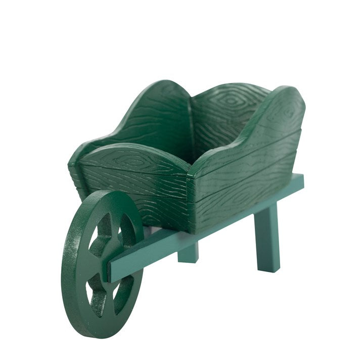 Green Resin Small Wheelbarrow Planter